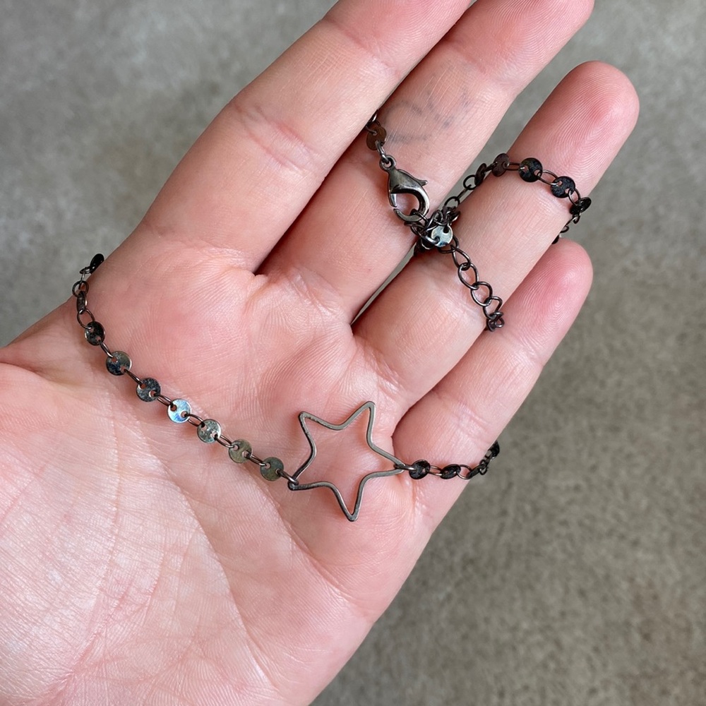 Gunmetal star necklace